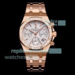 Swiss 1:1 Copy Lady Audemars Piguet Royal Oak Rose Gold Baguettes 7750 Chronograph Watch 